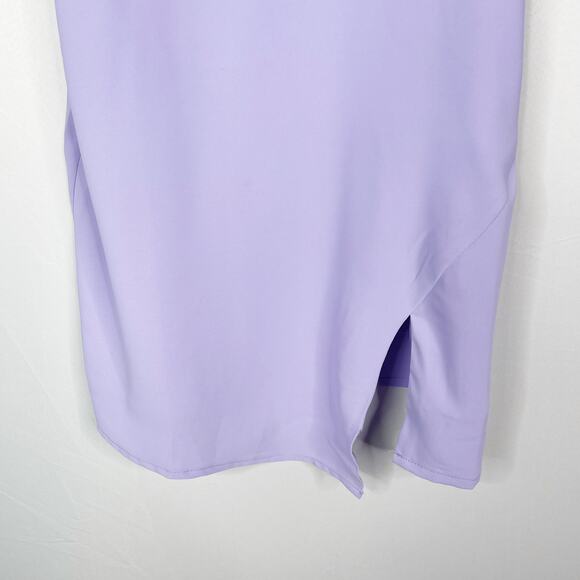 Hyfve Small S Lilac Purple Tie Back Mini Dress Front Slit Cocktail Square Neck - Picture 4 of 9